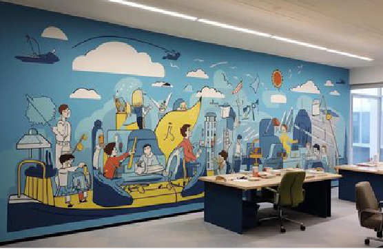 绵竹办公室墙绘的特点。