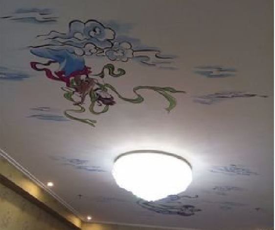 绵竹如何快速绘制天花板上的手绘墙？